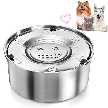 Big Capacity Stainless Steel Dog Cat Pet Floating Water Bowl No Spill Anti-Splash Dog Water Feeder Dispenser Bowl