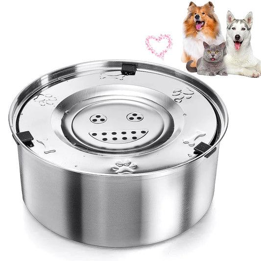 Big Capacity Stainless Steel Dog Cat Pet Floating Water Bowl No Spill Anti-Splash Dog Water Feeder Dispenser Bowl