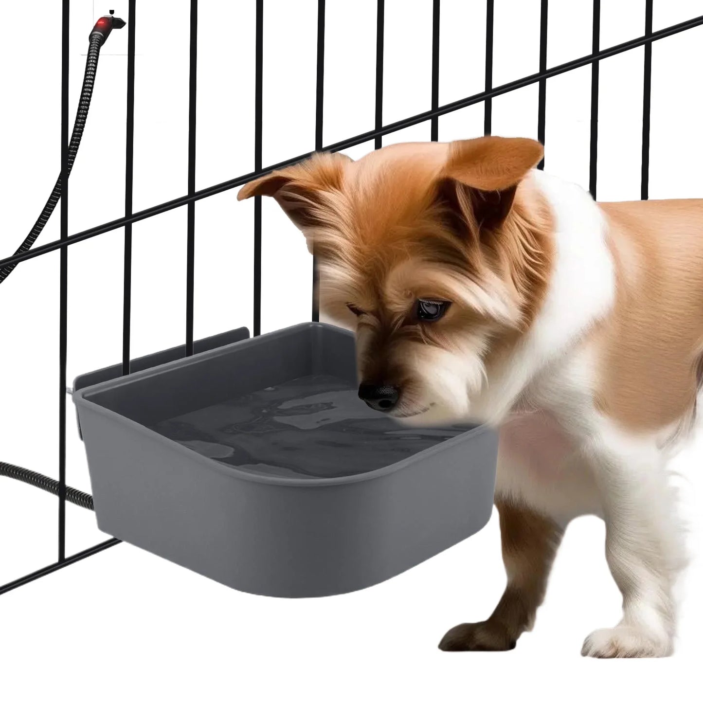 Plastic Heated Water Bowl 1L Hanging Dog Water Bowl Pet Heated Bowl for Rabbits Dogs Cats and All Breed Sizes