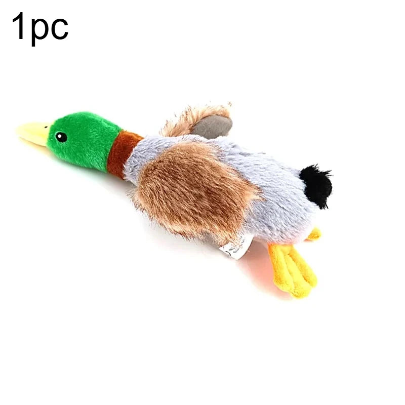 1pc Dog Chew Toys Cute Plush Duck Sound Toy Stuffed Squeaky Animal Squeak Dog Toy Cleaning Tooth Dog Chew Rope Pet Accessories