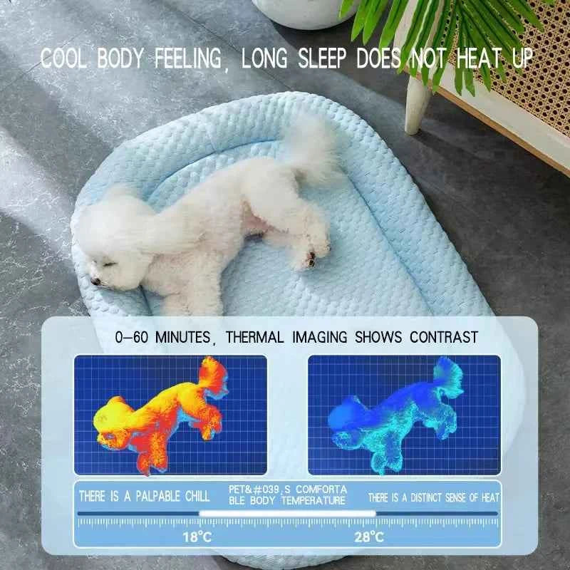 Summer Pet Cooling Mat Ice Silk Breathable Pad Cat Cushion Dog Sleep Nest Kennel Cool Feeling Teddy Bed for Small Medium Pets