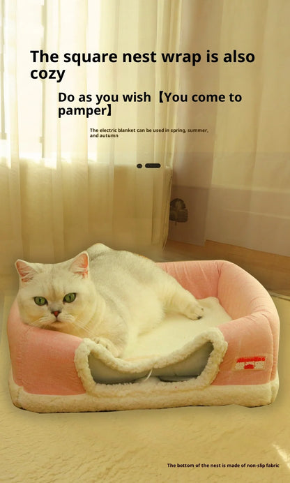 New 360 Degree Fully Enclosed Electric Heating Cat and Dog House Cat Nest Winter Warmth Constant Temperature Cat Beds Blanket