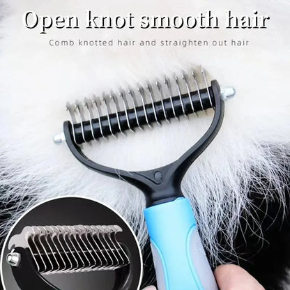 Professional Pet Deshedding Brush Dog Cat Comb Pet Fur Knot Cutter Grooming Shedding Tools Double Sided Pet Hair Remover Comb