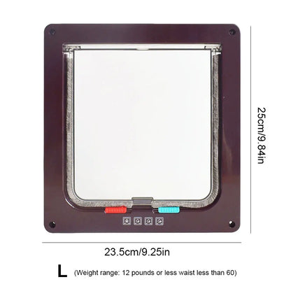 Cat Flap Door with 4 Way Security Lock Puppy Kitten Safety In&out Pet Door ABS Plastic Small Pet Gate Dog Cat Kitten Flap Door