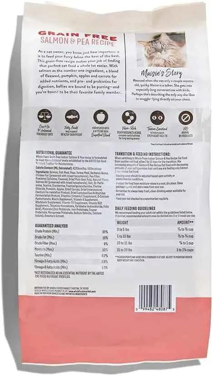 Grain-Free Dry Cat Food, Salmon & Pea Recipe with Fiber & Prebiotics for Indoor Cats, 3.5 lb