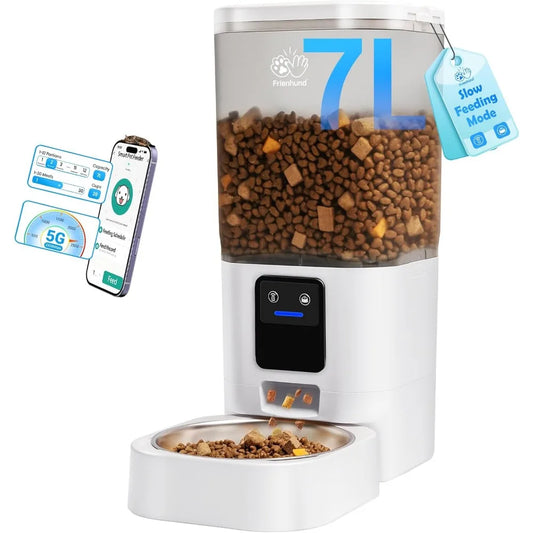 Smart WiFi Pet Feeder with Slow Feed, 7L Capacity, App Control & Alexa Compatible for Cats and Dogs