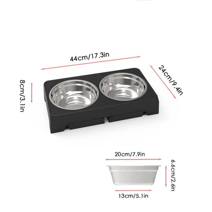 Dog Feeder Stand Elevated Adjustable, Stainless Steel Bowls Double, Raised Food Water Bowls for Small Medium Large Dogs
