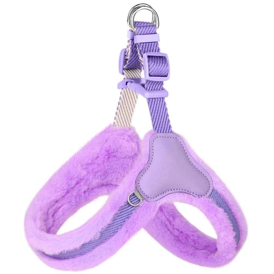 Warm Plush Padded Dog Harness Winter Dog Harnesses Vest Adjustable Pet Vests Soft For Small Medium Large Dogs Bulldog Pug Pink