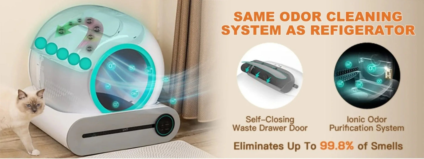 Smart Litter Box Automatic Self-Cleaning Cat Toilet - Electric Large-Sized Cat Sand Box with AI Remote Control