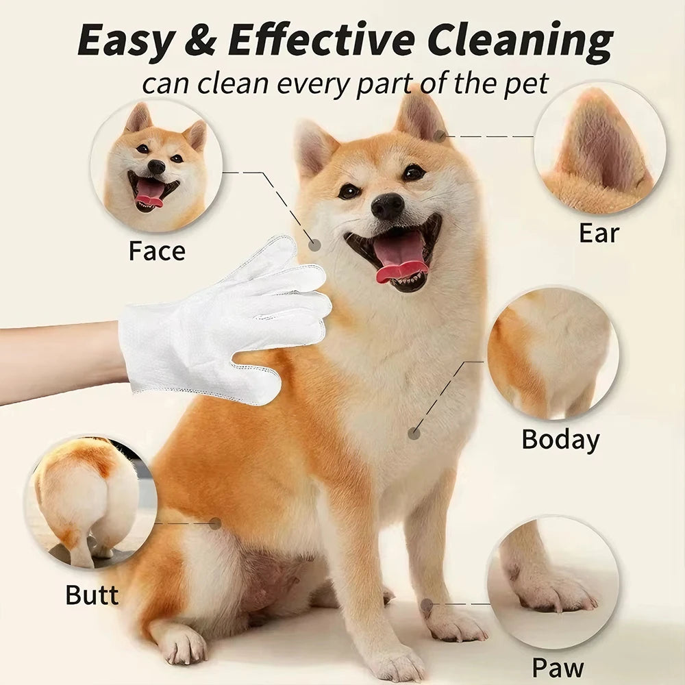 6pcs Unscented Extra Thick Pet Cleaning Wipes for Dogs & Cats,Dog Washing Bathing Deodorizing Grooming Gloves for Daily Care