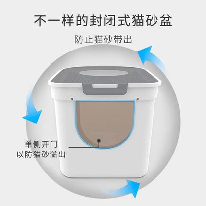 Large Enclosed Cat Litter Box Top Entry Anti Splash Single Extra Big Pet Toilet