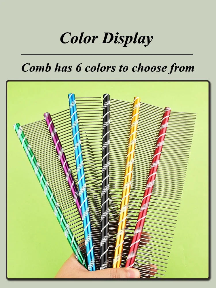 6 Colored Pet Dog Comb Straight Comb Cat Cleaning Brush 16/19/20/25cm Stainless Steel Lightweight Pets Cat Grooming Combs Dogs