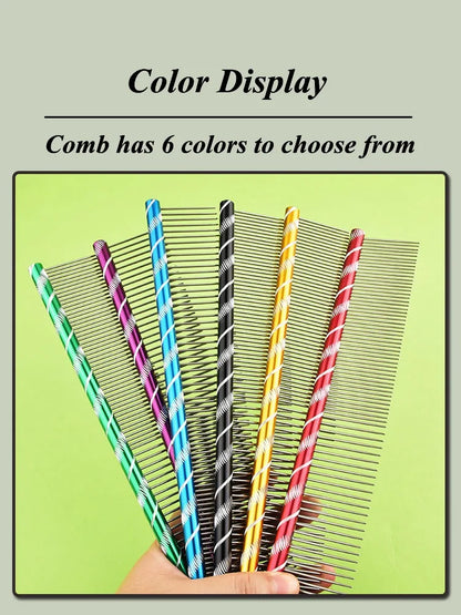 6 Colored Pet Dog Comb Straight Comb Cat Cleaning Brush 16/19/20/25cm Stainless Steel Lightweight Pets Cat Grooming Combs Dogs