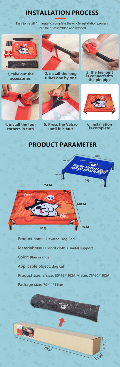 Winter Outdoor Elevated Dog Bed, Large, Medium, Small Pet Dog Bed, Portable Dog Bed for Camping or Beach Breathable Mesh Mesh