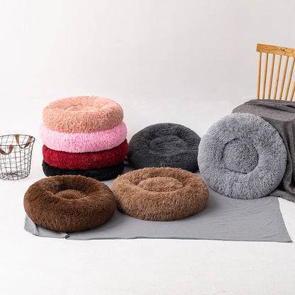 40-120cm Round Long Plush Dog Kennel Winter Warm Pet Sleeping Bed Dog House Dogs Cat Kennel Cushion Soft Sofa Pets Accessories