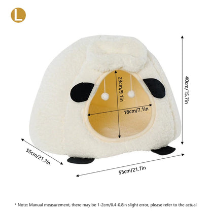 BOOTEELY Winter Warm Sheep Shape Cat Villa Semi-Closed Three-Dimensional Cat House Four Seasons Universal Cat Bed