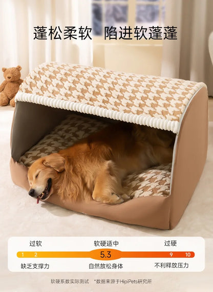 Dog Den Large-sized Dogs' Winter and Autumn Warmth Preservation Quilted Cat Den Drawer House Pet Bed Golden Retriever Washable