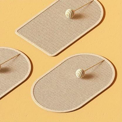 Large Sisal Cat Activity Station Scratching Post Pad Washable with Hanging Ball Toy Fun Play Self Adhesive Wall Mount Panel