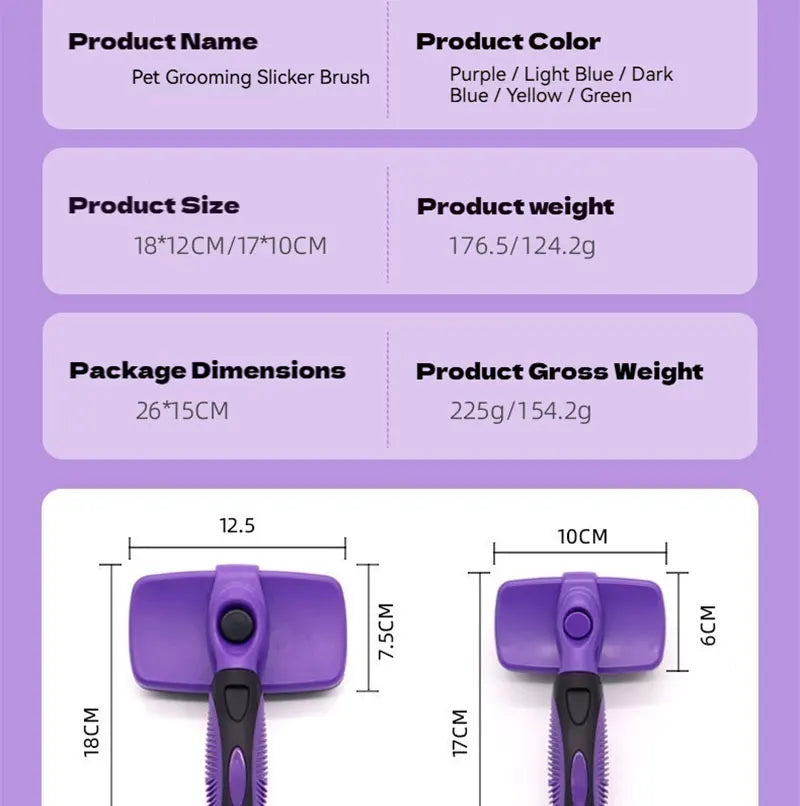 Pet Cleaning Product Essential Plastic Pet Hair Brush Needle Cat Dog Hair Cleaning Combs Hair Removers with Click Clean Button