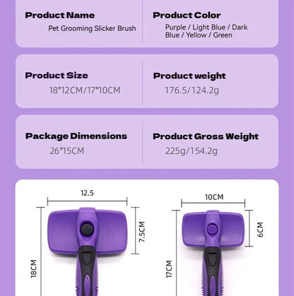 Pet Cleaning Product Essential Plastic Pet Hair Brush Needle Cat Dog Hair Cleaning Combs Hair Removers with Click Clean Button