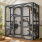 Large Wooden Catio Outdoor Cat Enclosure  Walk-in Cat House with Platforms & Rest Box   Weatherproof Cat Cage for Multiple Cats