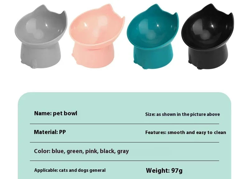 Tilted Elevated Cat Food Bowl Ergonomic Cat Food Dish Anti Neck Protector Vomiting Raised Cats Food Bowl Non Slip for Cats Dogs
