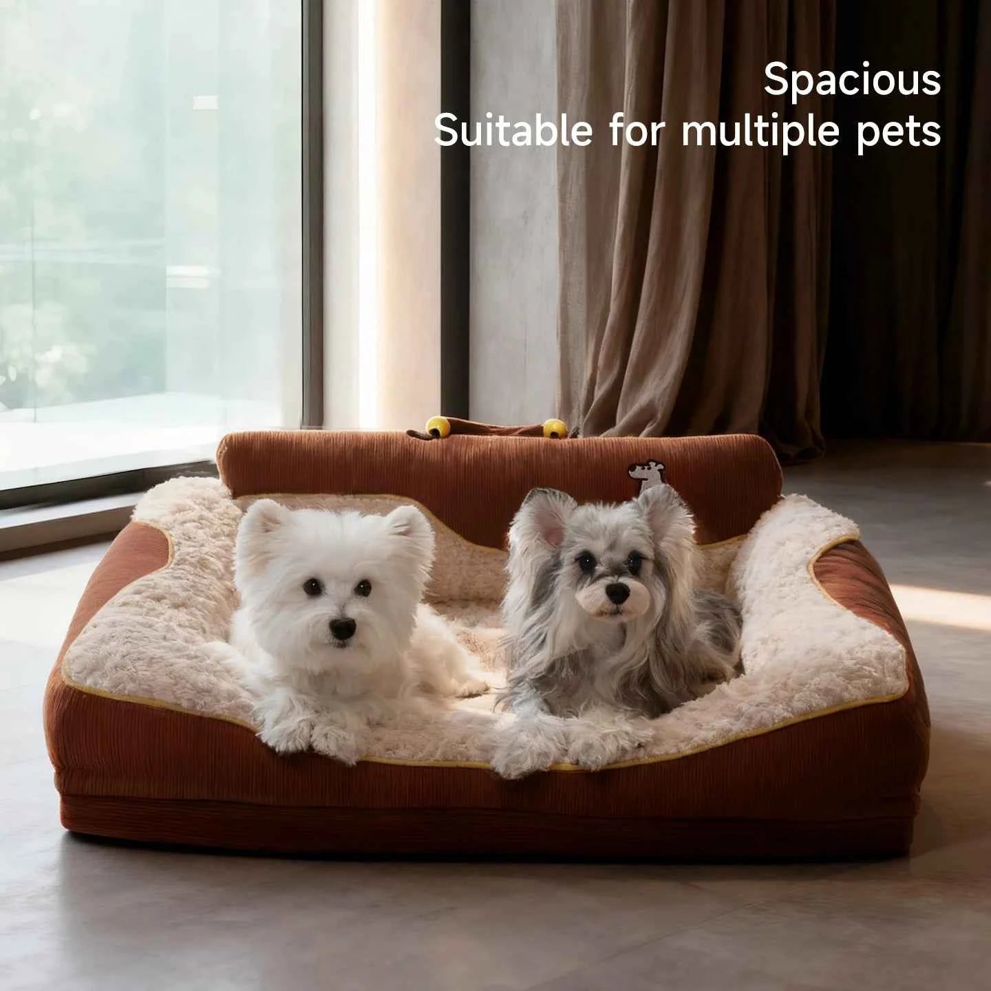 HOOPET 2025 New Large Dog Bed, Winter Warm Washable Pet Bed with Thick Padding & Bolster, Comfort Security Orthopedic Mattress