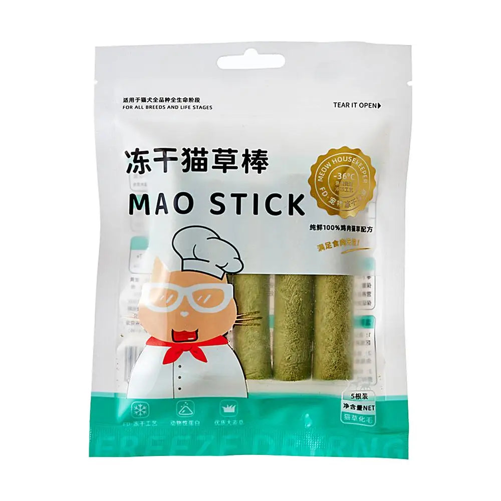 Cat Grass Sticks Grass Chewing Stick Freeze Dried Snacks Mouth Health Teething Digestive Aid Natural Teeth Cleaner Fattening Pet