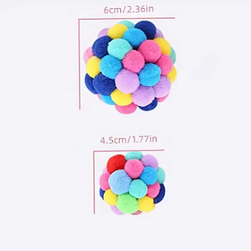1/3 PCS Cat Toys Colorful Plush Ball Toys Comes with Bells Pet Interactive Toys Suitable for Kittens to Play with