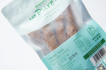 SHOUOK air-dried HORSE MEAT STRIPS for Dogs with 92%meat content;100%nature;NO antibiotics;No Grains;