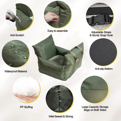 Waterproof Luxury Dog Car Seat Pet Beds Comfortable Puppy Dog Beds Soft Travel Pet Car Seat with Safety Buckle Dropshipping