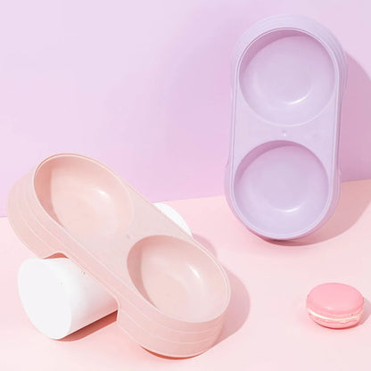 Double Pet Bowls 2 in 1 Candy Color Dog Food Water Feeder Pet Drinking Dish Feeder Cat Puppy Feeding Supplies Pet Accessories