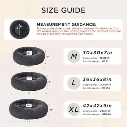 SupportMax™ Calming Dog Beds Large Sized Dog - 36in Donut Washable Large Pet Bed, Anti-Slip ＆Removable Cover, 420GSM Round Anti