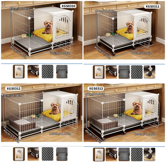 Dog Cage for Small and Medium-Sized Dogs, Indoor Household Use, Teddy Bichon Dog House with Tray, Integrated Toilet, Cat Cage, Dog Fence