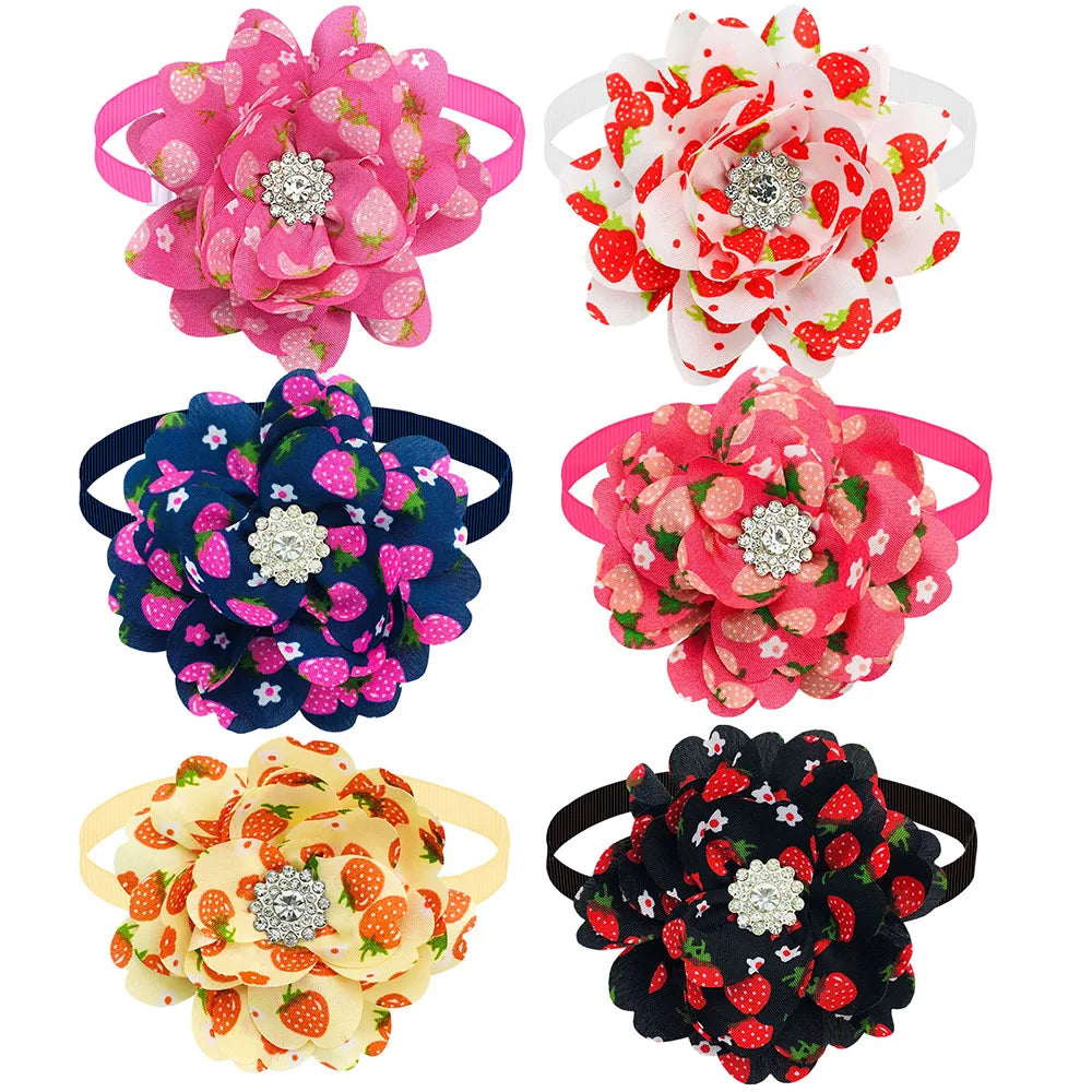 New 50PCS Flower Bowties For Dogs Fashion Dianomd Pet Dog Bow Tie Collar  Dog Pet Grooming Accessories For Small Dogs