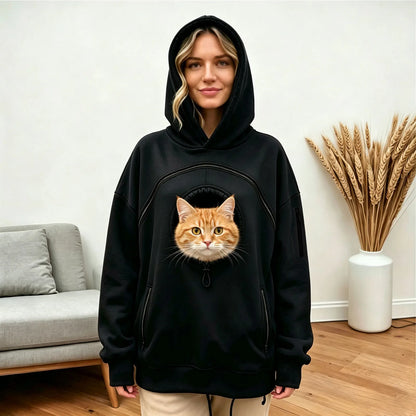 Women Zipper Pocket Pet Hooded Pullover Hoodie Shirt For And Winter Hoodie Women Baggy