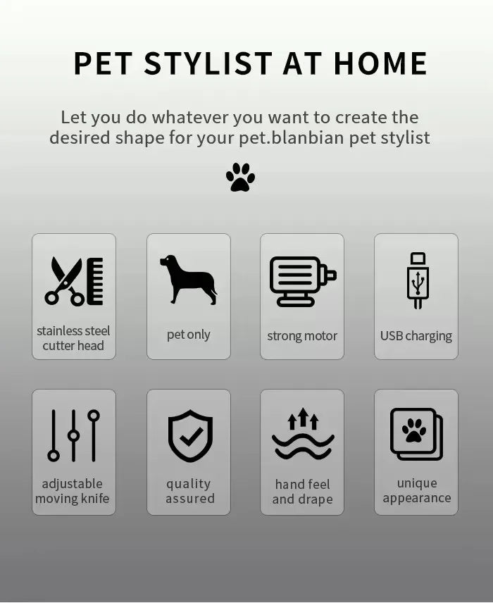 Pet Grooming Hair Clippers Rechargeable Cat Hair Trimmer for Dogs Adjustable Professional Electric Rechargeable Cat Shaver