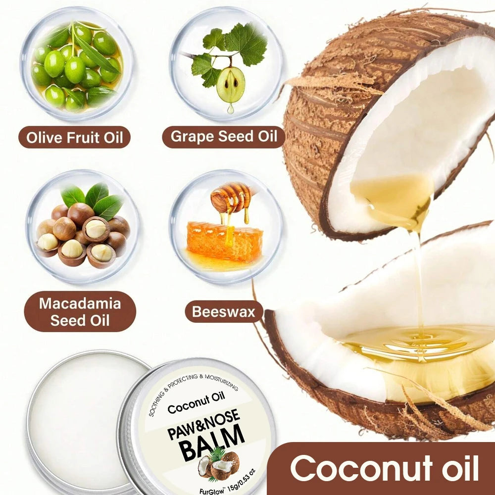 Two-In-One Pet Paw and Nose Care Balm Can Effectively Relieve Dry Noses and Cracked Paws in Winter Suitable for Dogs and Cats, It Has a Soothing and Nourishing Effect, Emits a Light Coconut Scent, and Contains Coconut Oil Ing