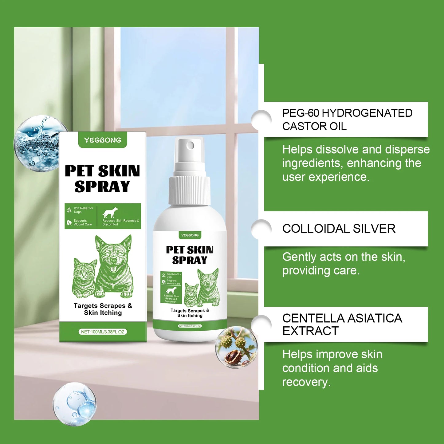 Yegbong Dog Skin Spray – Thoughtful protection, gentle and fast-acting care for skin discomfort, clean and comfortable spray