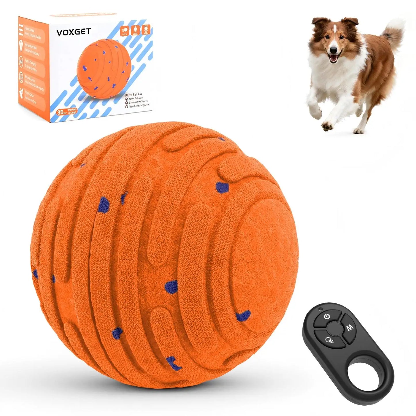 Smart Interactive Dog Toy, Indestructible E-TPU Toy Ball for Aggressive Chewers, Automatic Moving, Rechargeable Ball for Small/M