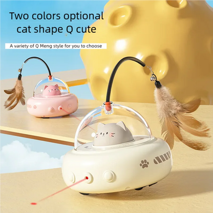 Smart Teaser Cat Toy Electric UFO Cat Teaser Stick With Bell Training Pet Toys Replaceable Feather Interactive Cat Supplies