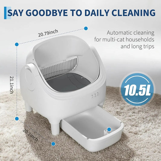 APP-Controlled Automatic Self-Cleaning Cat Litter Box,10.5L Odor-Free Waste Disposal,Pet Toilet for Cat Hygiene,Pet Products