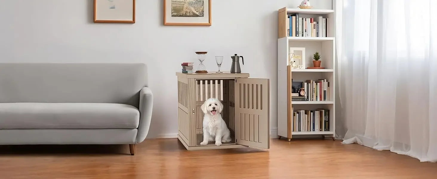 Dog Crate End Table - Lockable Kennel for Small/Large Dogs, Modern Indoor Furniture Nightstand  (39.37 * 28.35 * 32.83 Inch)