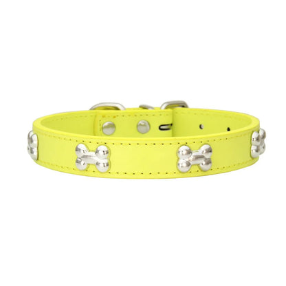 New Bone Leather Durable Pet Dog Collars Puppy Pug Collars for Small Large Dog Puppy Neck Collar GXQ13