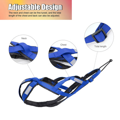 Dog Sledding Harness Refletive Pet Weight Pulling Sled Harness Vest For Medium Large Dogs Husky Canicross Skijoring Scootering