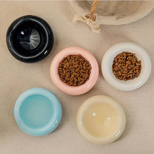 Cat Bowl Ceramic Cat Bowl Dish Pet Bowl Donut Shape Cat Food Bowl Anti-Fall Flip Bowl Non-slip Multiple Colors Shapes Snack Bowl - Pet Suppie