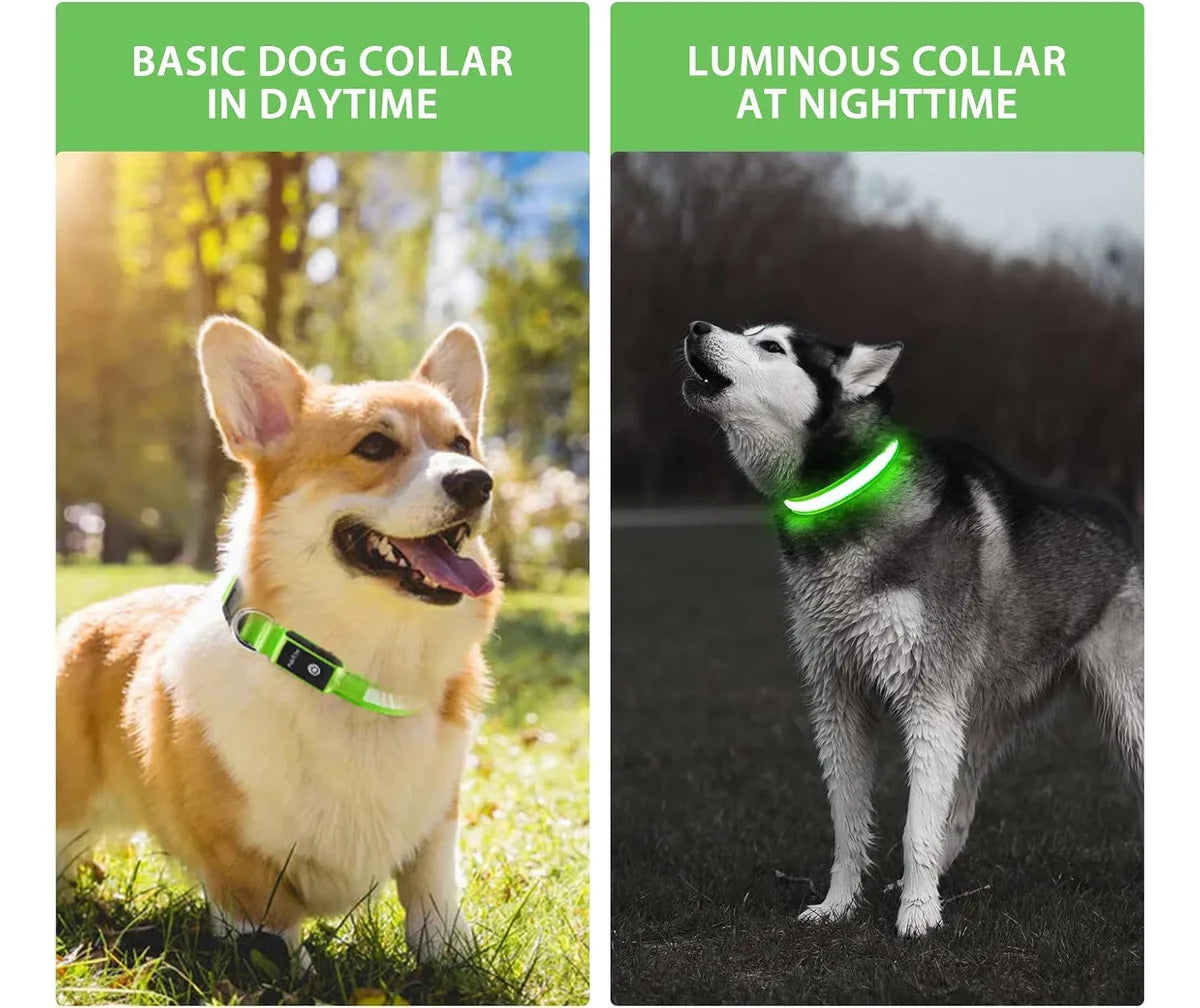 USB LED Dog Collar Lights - Adjustable Comfortable Soft Mesh Safety Collar Dogs, Colorful Lights for Nighttime Visibility