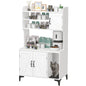 Rustic Farmhouse Hidden Cat Litter Box Enclosure 4-Tier Storage Shelves & 2 Cabinets Wood Cat Washroom Furniture For Indoor Use