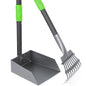 Dog Pooper Scooper, Dog Poop Tray and Rake Set, Pet Waste Removal Scoop with Long Adjustable Sectional Stainless Handles