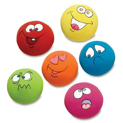 Rubber Dog Puppy Pet Play Squeaky Ball Chewing Toys with Face Fetch Bright Balls Pet Dog Supplies Puppy Popular Toys